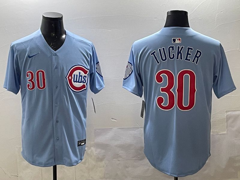 Men Chicago Cubs #30 Tucker Light Blue Throwback Fashion 2025 Nike MLB Jersey style 1